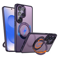 Nouvelle coque pour S26 Ultra & S25 Plus - Protection effet seconde peau avec anneau rotatif à 360° et support magnétique, design métallique en TPU acrylique