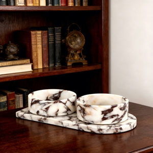 Comedero para Perros de Mármol Calacatta Viola, Comedero Antideslizante para Perros y Gatos, Plato para Mascotas con Peso Antivuelco, Platos Duraderos para Comida y Agua - Product Image 2