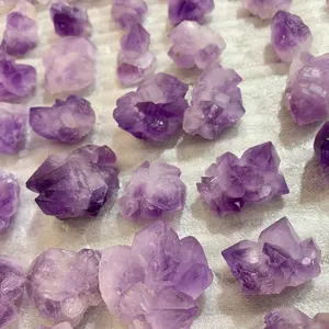 Wholesale Natural Raw Rough Amethyst Quartz Uncut Crystal Flower Purple Geode Tooth Gems For Making Pendants