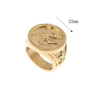 2025 hombres titanio acero chapado en oro Arcángel Saint Clair exorcista anillo nuevo estilo Hip-Hop moda étnica anillo de acero inoxidable - Product Image 5