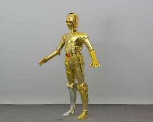 Estatua de Robot de Fibra de Vidrio de Tamaño Real Personalizada, <span class=keywords><strong>C</strong></span>-<span class=keywords><strong>3PO</strong></span> Storm Trooper, Escultura de Resina Cromada en Oro, Decoración de Mesa para el Hogar - Product Image 1