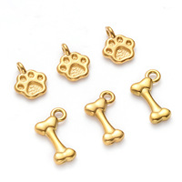 Pendentifs Mini DIY en Acier Inoxydable Plaqué Or 18K en Forme de Patte d'Animal et Os de Chien pour Colliers et Bracelets