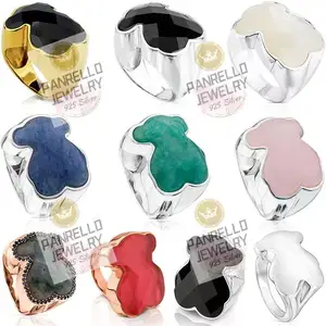 High Quality 925 Silver Ladies Luxury Jewelry Natural Gemstone Ring Spain Suitable For Touser Bear Diamond Charm Ring