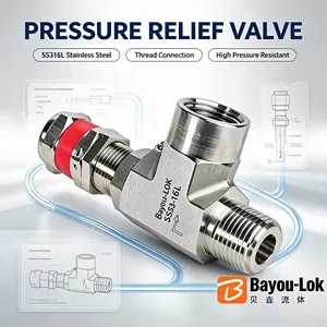 Raccord de vanne 316LSS forgé et poli, vanne de décharge à trois voies, vanne de décharge de sécurité à double ferrule pour conduites industrielles - Product Image 4