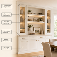 Buffet de salle à manger personnalisé de style transitoire pour toute la maison |   Peint en blanc |   Champagne Pull |   OEM