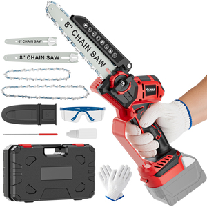 Tronçonneuse sans fil sans balais 6 et 8 pouces pour <span class=keywords><strong>batterie</strong></span> 18V avec huilage automatique et tensionnement sans outil pour le jardin - Product Image 1