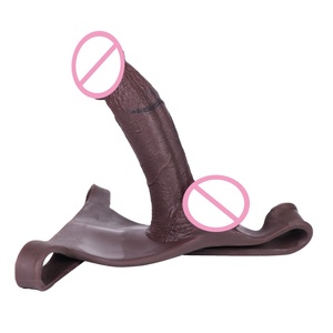 FAAK Silicone Hollow Penis Sleeve Thong Black Color Cock Extender Wearable <b>Dildos</b> Pants Mens Cock Enlarger Adult Pegging Toys - Product Image 4