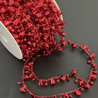 Guirnalda de Cuentas Rojas Navideñas de Plástico Impermeable de 10 m, Cadena Colgante con Cuentas para Decoración de Árboles, Hogar, Bodas, Fiestas, Fábrica