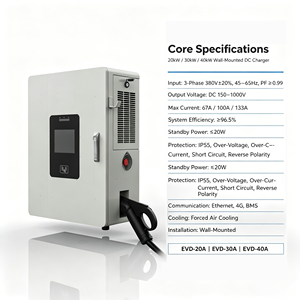เครื่องชาร์จรถยนต์ไฟฟ้าแบบติดผนัง/แบบตั้งพื้น ขนาด 20kW 30kW 40kW ระบายความร้อนด้วยอากาศ รองรับมาตรฐาน CCS Chademo GB/T - Product Image 2