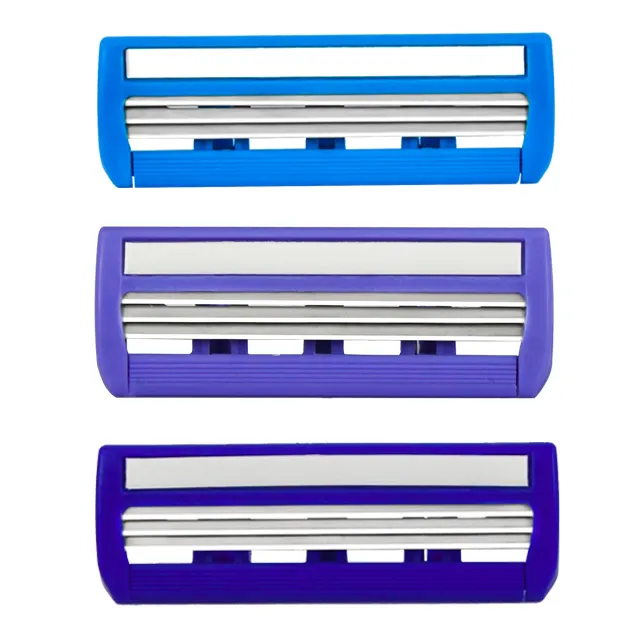 High quality triple 3 three stainless steel blade razor cartridges set with lubricant strip