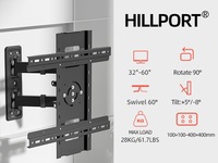 Panel TV Pusat Hiburan Dinding Sederhana 32-60 Inch, Braket Pemasangan TV Dinding Gerak Penuh 360 Derajat, Rotasi Vertikal