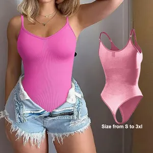 Más tamaño de poliéster spandex barriga control esculpir cintura corsé moldeador salir mono sin costuras Rosa Tanga fajas