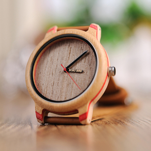 BOBO UCCELLO Coppia Orologio In Legno Su Misura Logo di Legno Orologio Da Polso Cinturino In Pelle per Gli Amanti - Product Image 2
