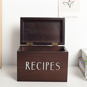 Boîte à recettes en bois, boîte de rangement rectangulaire gravée pour la cuisine - Product Image 1