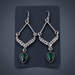 <b>Drop</b> <b>Earrings</b> for Women Girls 925 Sterling <b>Silver</b> Malachite Gemstone Handmade Ethnic Jewelry for Wedding Engagement Party Gift - Product Image 4