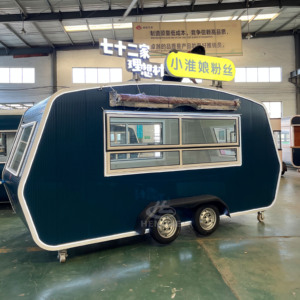 รถพ่วงครัวเคลื่อนที่ ตู้ขายอาหารริมทาง รถเข็นขายอาหารขนาดเล็กบนล้อ รถเข็นขายอาหารเคลื่อนที่สำหรับพ่อค้าแม่ค้าริมทาง - Product Image 5