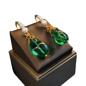 ชุดต่างหูสร้อยคอจี้พู่ระย้ารูปดอกไม้สี<span class=keywords><strong>เขียว</strong></span>ขนาดใหญ่ประดับพลอยเทียมคริสตัลเครื่องประดับแฟชั่น - Product Image 5