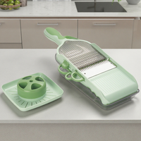 Fruit-, aardappel- en groentesnijder, multifunctionele keukenhulp, mandoline, plastic rasp, handmatige snijder met roestvrijstalen messen