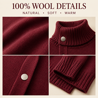 Kardigan Panjang Wanita OEM 100% Wol Asimetris Kancing Tekan Kerah Tinggi Longgar Oversize 8 Warna