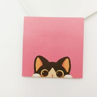 Non collant mignon chat bloc-notes dessiné à la main Illustration notes papiers pour Journal décoration murale Message Kawaii papeterie