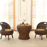 Table basse mobile de luxe en rotin et bambou avec tabouret de salon pour balcon et salon