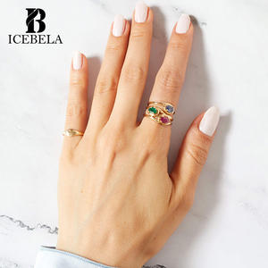 Anillos Ajustables de Plata de Ley 925 con Piedras y Diseño de Racimo para Mujer, Joyería Fina de Lujo al por Mayor - Product Image 3