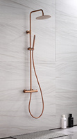 Ensemble de robinetterie de douche murale en laiton brossé or rose OEM/ODM avec douchette et barre coulissante pour hôtels et villas
