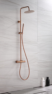 Set <span class=keywords><strong>Doccia</strong></span> <span class=keywords><strong>e</strong></span> <span class=keywords><strong>Vasca</strong></span> da <span class=keywords><strong>Bagno</strong></span> a Parete in Ottone Spazzolato Oro Rosa OEM/ODM <span class=keywords><strong>con</strong></span> Doccetta <span class=keywords><strong>e</strong></span> Asta Scorrevole per Hotel <span class=keywords><strong>e</strong></span> Ville - Product Image 2