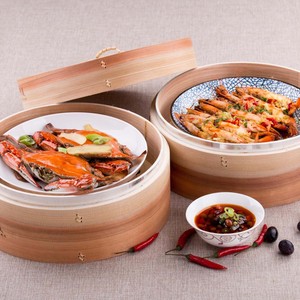 Vaporiera in Legno Profonda con Bordo in Metallo, Cestello in Bambù per Cucinare Ravioli, Dim Sum, Riso, Potstickers e Cibo Asiatico Cinese a Vapore - Product Image 6