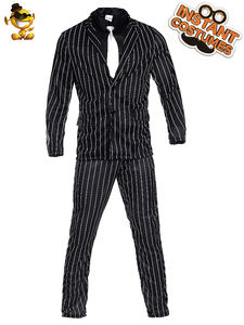 Costume rayé noir et blanc pour hommes - Product Image 4
