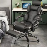 Fauteuil de bureau ergonomique de luxe pivotant et inclinable, avec massage, réglage de la hauteur, dossier marron, repose-pieds et soutien lombaire, modèle Brésil Noir