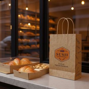 Bolsas de Papel Kraft Marrón de Lujo al por Mayor, 30x30cm, para Comida para Llevar de Restaurantes, Pizza, Compras, con Impresión de Logotipo Personalizado - Product Image 5
