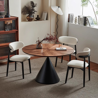 Mesa de Comedor Redonda de Madera de Nogal, Personalizable, Estilo Moderno Retro para Apartamentos y Espacios Pequeños