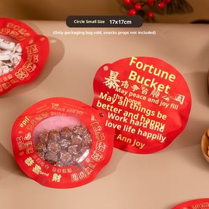Sac cadeau en plastique PET recyclable de grande taille, rond, rouge, avec fermeture éclair, pour fruits secs, bonbons, friandises, souvenirs, nouvelle année - Product Image 6