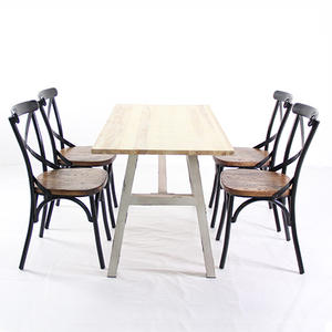 Çelik çerçeve masif ahşap masa üstü yemek odası Cafe masaları ve sandalyeler - Product Image 5