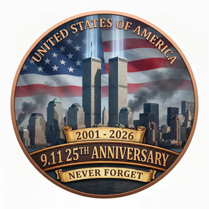 Pièce de monnaie commémorative en cuivre imprimée UV, digne d'admiration, pour le 25e anniversaire des Tours Jumelles, avec drapeau américain, pour le 11 septembre, Ne nous oublierons jamais - Product Image 1