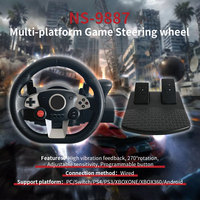 Volant de course C-Star Gaming avec moteur à double vibration programmable, design ergonomique, interface USB-A, rotation à 270° pour