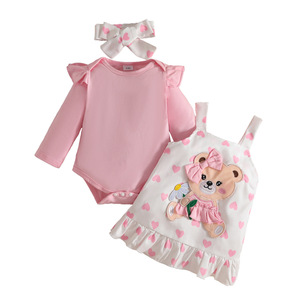 Abito in maglia morbida lavorata a maglia a maniche lunghe con stampa a triangolo e cinturino, con maniche a volant piccole, per bambina, Collezione Autunno 2025 - Orsetto Carmly - Product Image 5