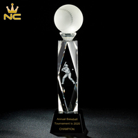 Boule de cristal K9 gravée au laser 3D, polie à la main, personnalisée, pour trophée de baseball ou de cricket, pour cérémonie de remise de prix sportifs