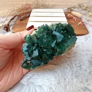 Gorgeous <b>Raw</b> Fluorite Cluster Specimen Dark Green Cube Fluorite Specimen - Product Image 2