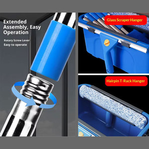 Kit professionnel de nettoyage de vitres en plastique <span class=keywords><strong>avec</strong></span> <span class=keywords><strong>seau</strong></span>, perche télescopique, brosse et raclette – Écologique et durable pour usage domestique et commercial - Product Image 3