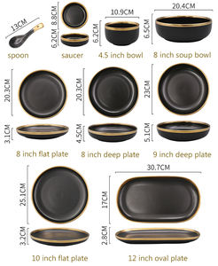 北欧ブラックゴールドエッジクリエイティブウエスタンホームパーティー用品磁器セラミックスープボウルプレートスプーン食器セット - Product Image 6
