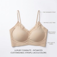 Soutien-gorge en dentelle personnalisable de luxe pour le quotidien, avec bretelles scintillantes, sans couture, respirant, bralette en gelée pour femme de bureau