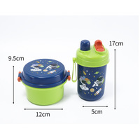 Lot de boîtes à bento et gourdes isothermes pour enfants, motif dessin animé, avec 2 compartiments, compatibles micro-ondes, vente en gros