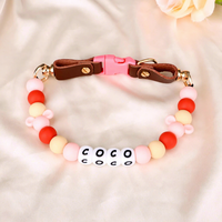 Collier pour chat et chien moderne en PU coloré, personnalisable, avec perles à rivets, motifs lettres et dessins animés, boucle de nom DIY, vente en gros, en stock, best-seller