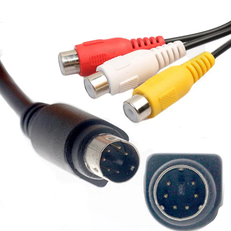 Custom S Video 8 9 10 PIN MINI DIN to 3 RCA 6 RCA Splitter AV Cable for DVD Player