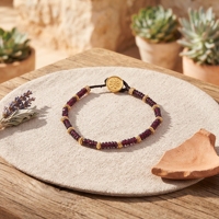 Bracelet en pierre de grenat rouge naturel facetté, cordon tressé, fermoir à bouton fleuri fait main pour femmes