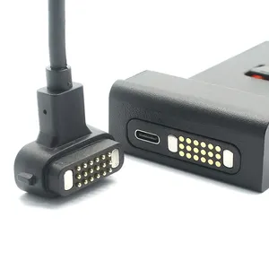 Goochain kabel PD hitam usb 3.1 Pogo Pin pd, pengisian daya Cepat konektor magnetik 18 pin pengisian daya Cepat