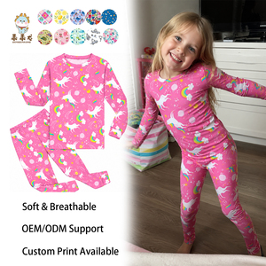 Guai Bamboo Girls <strong>Unicorn</strong> Pajama Set Soft Kids Sleepwear Long Sleeve Toddler <strong>PJs</strong> for Home Wear - Product Image 1