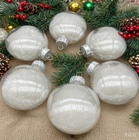 Boule de Noël transparente plate de 6 cm, 8 cm, 10 cm, de haute qualité, à peindre soi-même, décoration de boule transparente, ornement